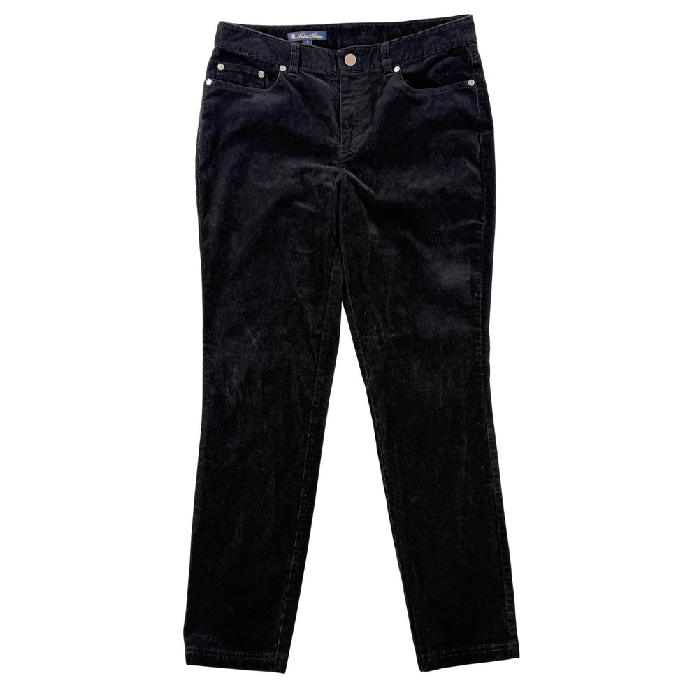 Brooks Brothers Pants Womens 8 Black Corduroy Straight Leg Khakis Stretch Casual